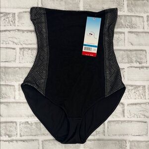 Assets by Spanx Luxe & Lean Black High-Waist Panty with Metallic Accent